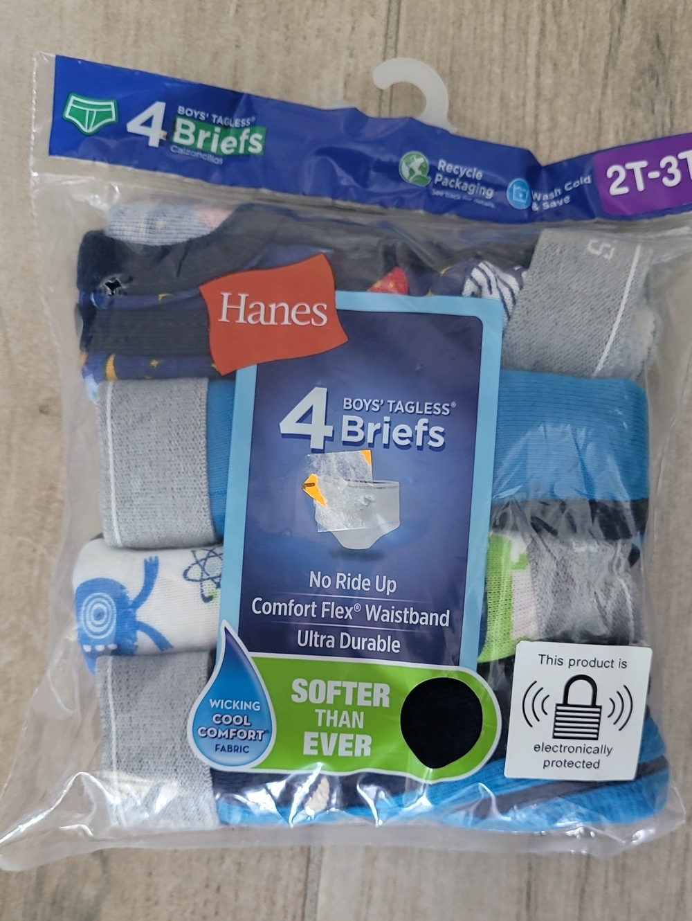 Hanes Boys' 4-Pack Briefs in Blue, Gray, White